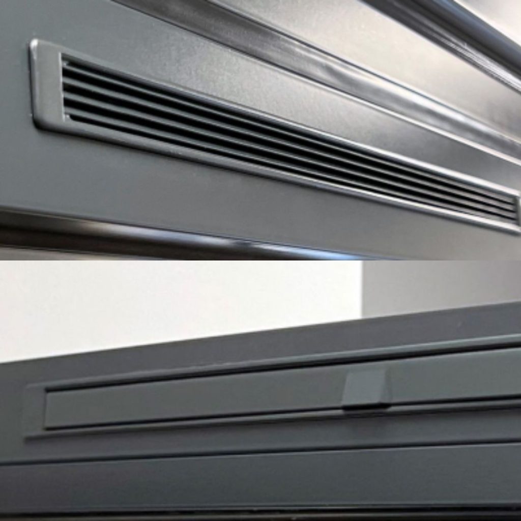 Trickle vent system installed on modern aluminum window frame