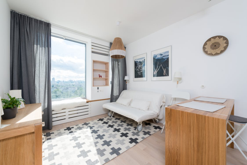 White couch in decorated room
